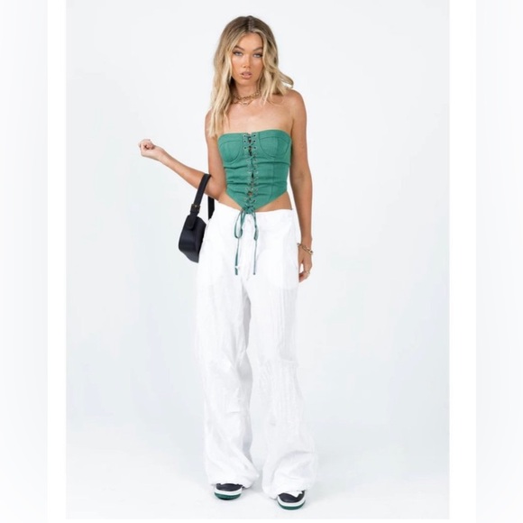 Lioness East Gate Corset strapless crop forest green size Large. - Picture 4 of 5